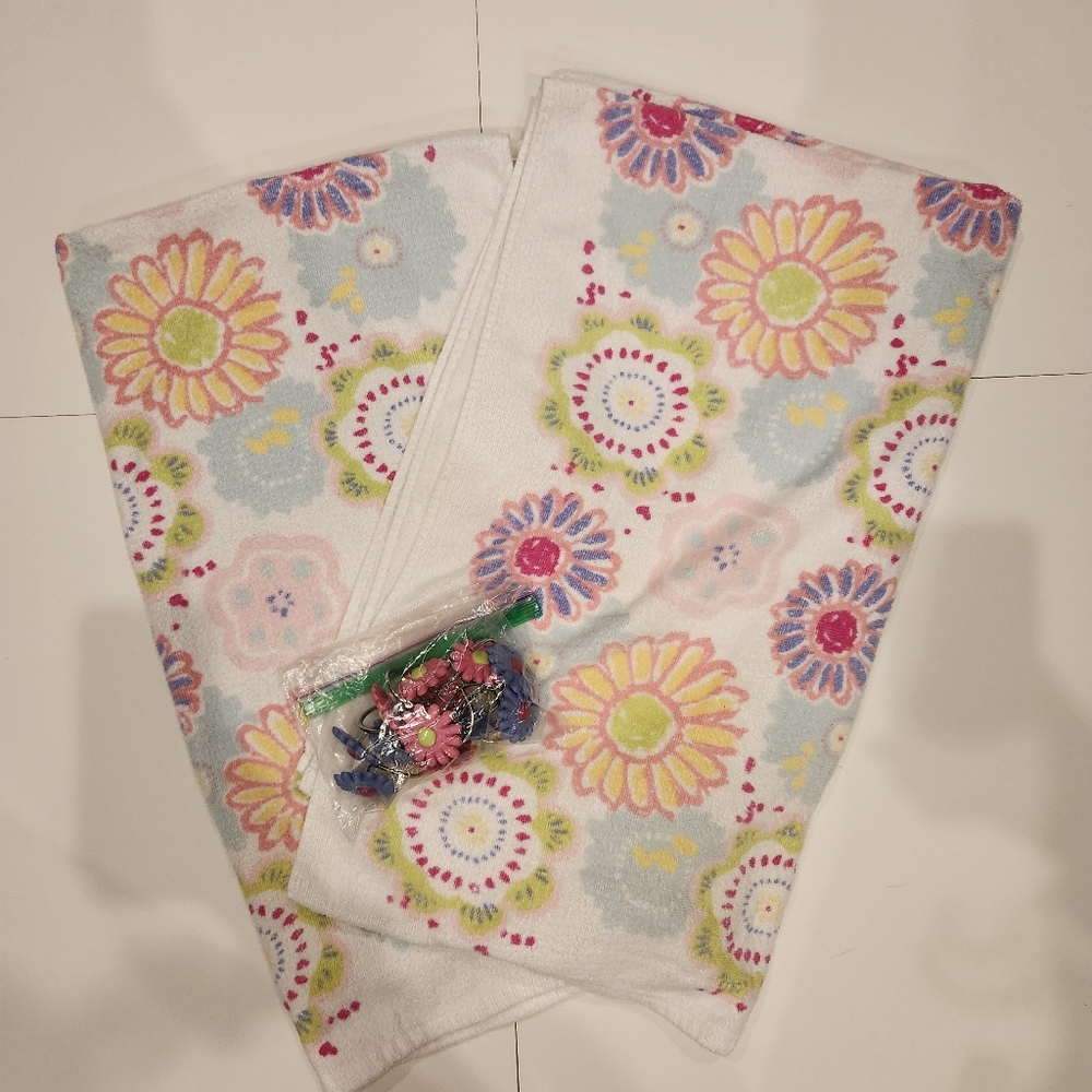 Girls Towel and Curtain Ring Set